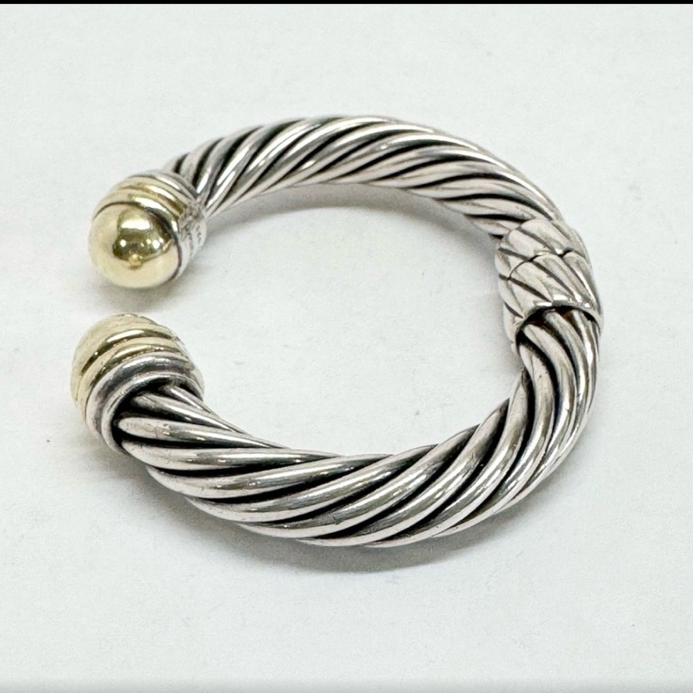 David Yurman Dome Cuff Silver and Gold Bracelet - Picture 3 of 10